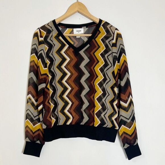 Missoni X Target Zig Zag Long Sleeve Sheer Top Blouse - Picture 2 of 6